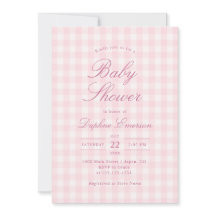Elegant Pink Gingham Baby Shower Invitation