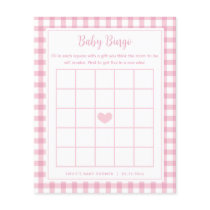 Elegant Pink Gingham Girl Baby Shower Bingo Game