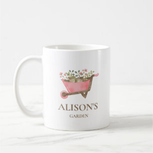 Elegant Pink Gingham Watercolor Garden Mug