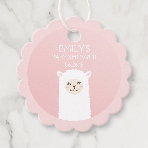 Elegant Pink Girl Baby Shower Cute Kawaii Llama Favor Tags