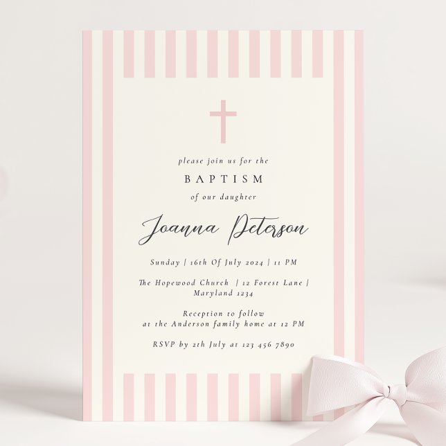 Elegant Pink Girl Baptism Invitation (Creator Uploaded)