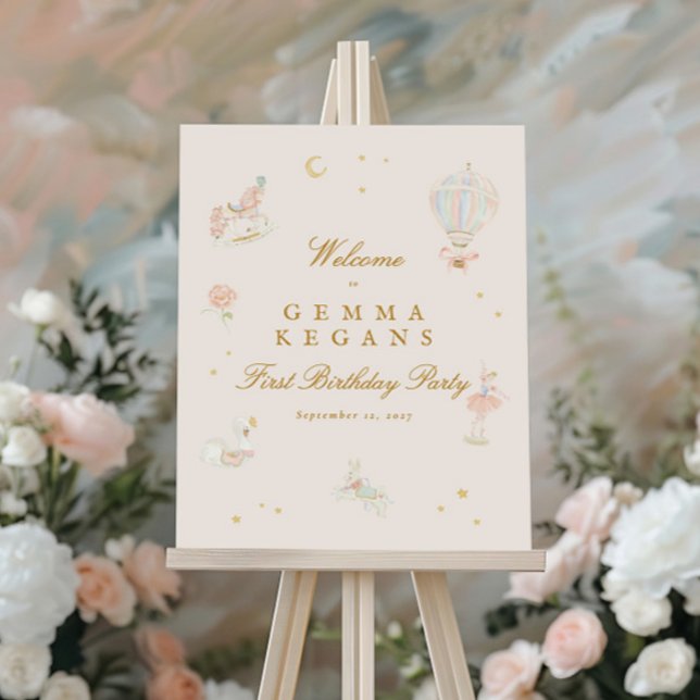 elegant pink girl fairytale birthday party welcome foam board (Creator Uploaded)