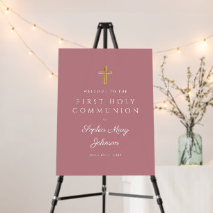 Elegant Pink Girl First Communion Welcome Foam Board