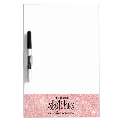 Elegant Pink Girly Glitter Artist Dry Erase Board