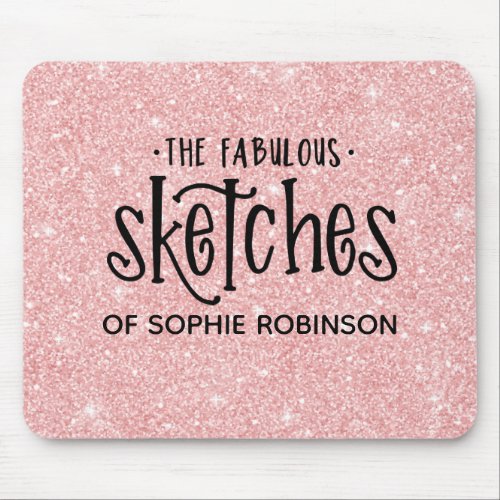 Elegant Pink Girly Glitter Artist Mouse Pad