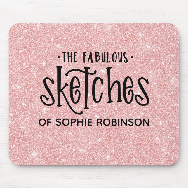 Elegant Pink Girly Glitter Artist Mouse Pad (Front)