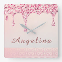 Elegant Pink Glam Glitter Drip Lace Bridal Shower