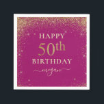 Elegant Pink Glitter 50th Birthday Party  Napkins<br><div class="desc">Elegant Pink Glitter 50th Birthday Party</div>