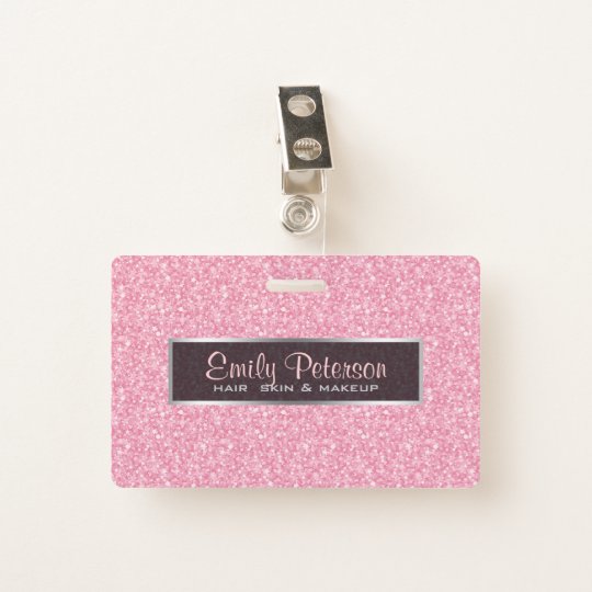 Elegant Pink Glitter And Black Silver Accents Badge | Zazzle.com