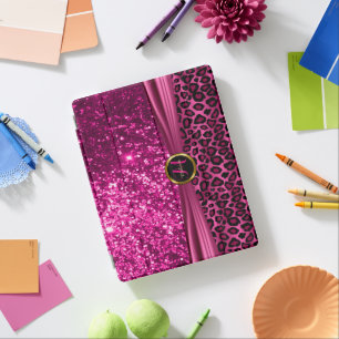 Elegant Pink Glitter and Leopard Skin iPad Smart Cover