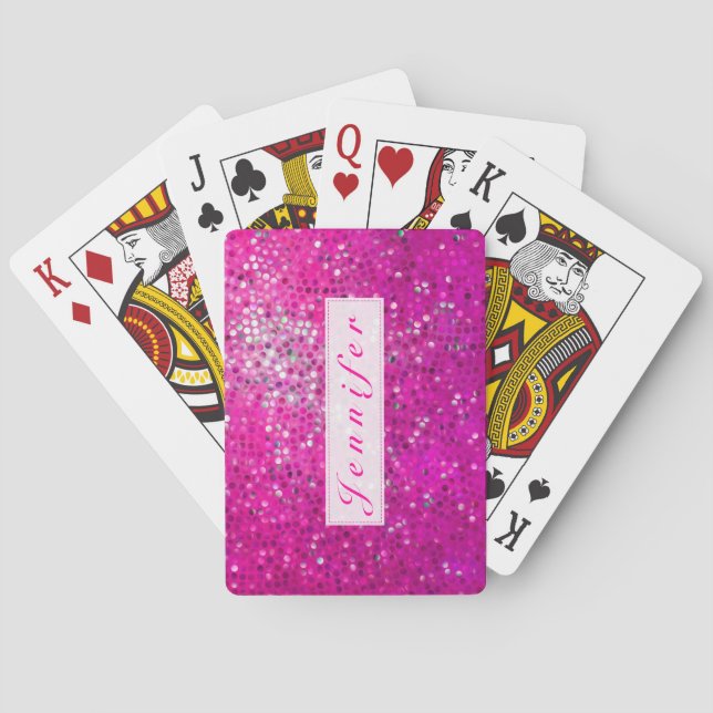 Elegant Pink Glitter And Sparkles Poker Cards (Back)