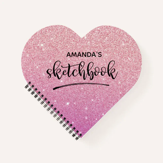 Pink Notebook Drawing Elegant Pink Glitter Artist Sketchbook Notebook | Zazzle