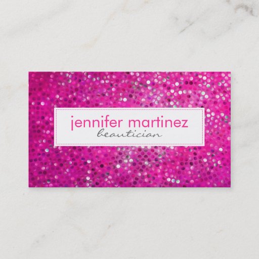 Customizable Elegant Pink Glitter Beautician Business Card 2