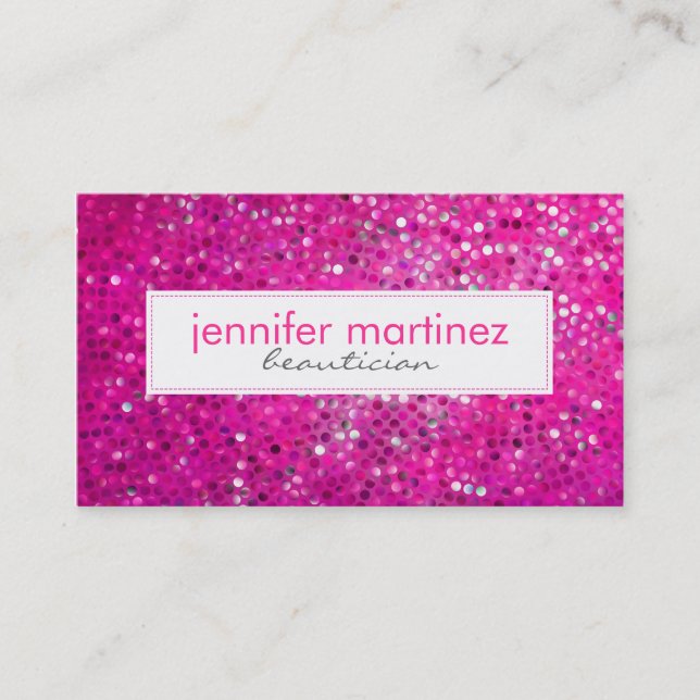 Elegant Pink Glitter Beautician Business Card 2 (Front)