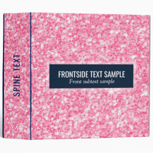 Elegant Pink Glitter Blue Accents 3 Ring Binder