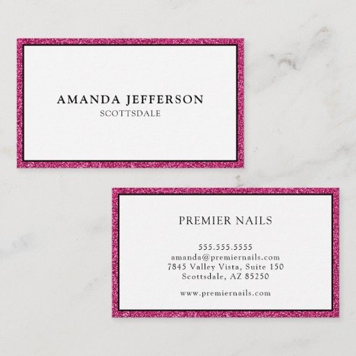Elegant Pink Glitter Business Card Zazzle