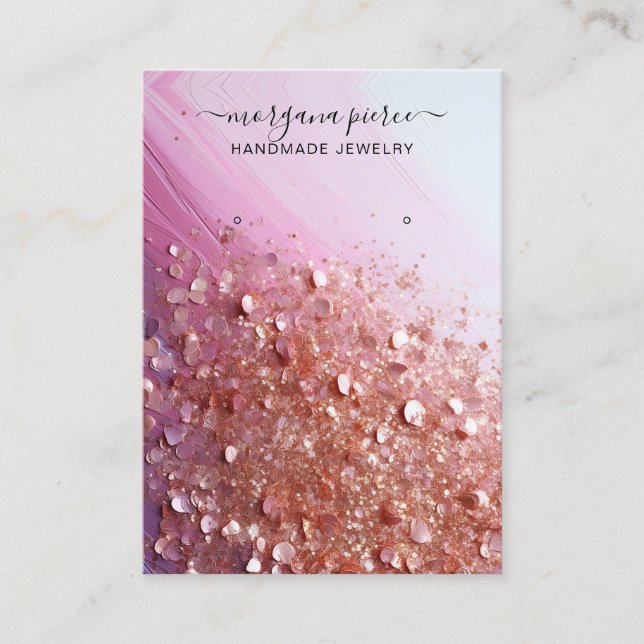 Elegant Pink Glitter Earrings Jewelry Display Card (Front)