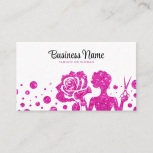 Elegant Pink Glitter Floral Hairdresser Appointment Card