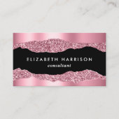 Elegant Pink Glitter Foil Black Business Card (Front)
