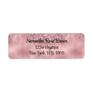 Elegant Pink Glitter & Foil Return Address Label