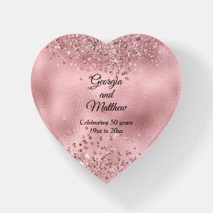 Elegant Pink Glitter Foil Wedding Anniversary Paperweight