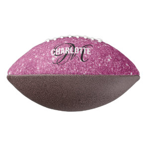 Elegant pink glitter monogram name football