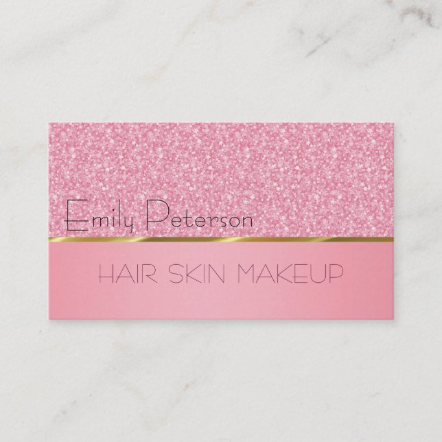 Elegant Pink Glitter Pattern Business Card (Front)