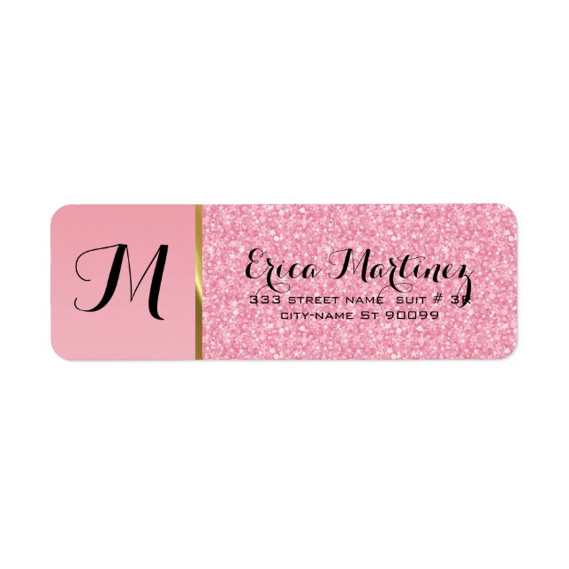 Elegant Pink Glitter Pattern Label (Front)