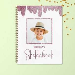 Elegant Pink Glitter Photo Notebook