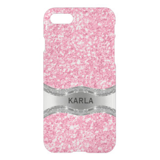 Elegant Pink Glitter Silver Accent iPhone SE/8/7 Case