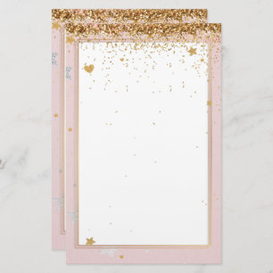 Elegant pink glitter stationery