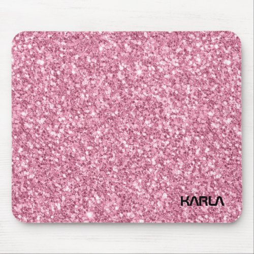 Elegant Pink Glitter Texture Print Mouse Pad
