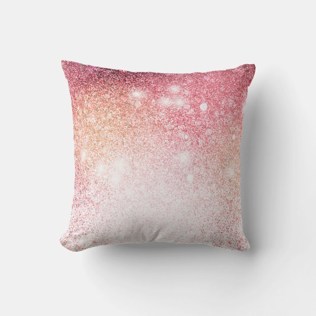 Elegant Pink Glitter Throw Pillow (Front)
