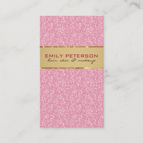 Elegant Pink Glitter With Gold Accents Business Card