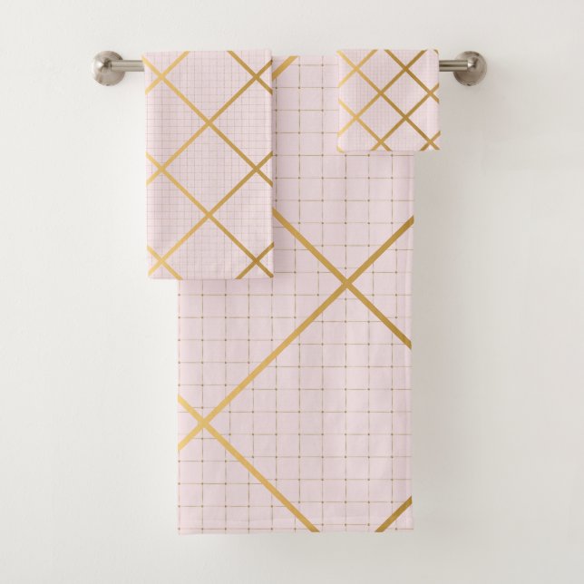 ELEGANT PINK GOLD 2 DIAMOND BATHROOM TOWEL SET (Insitu)