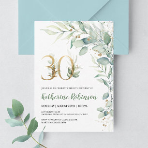 Elegant Pink & Gold 30th Birthday Invitation
