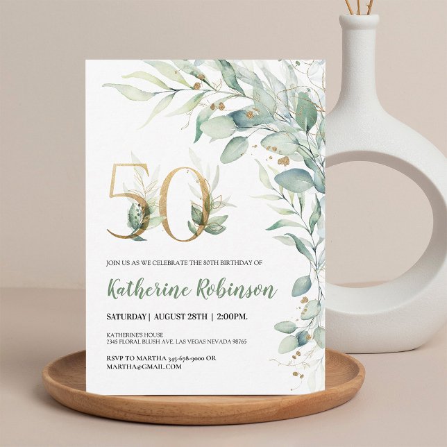 Elegant Pink Gold 50th Birthday Invitation (Creator Uploaded)
