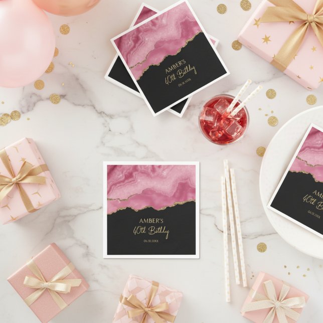Elegant Pink Gold Abstract Marble Design Napkins (Creator Uploaded)