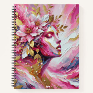 Elegant pink gold abstract woman Spiral Notebook