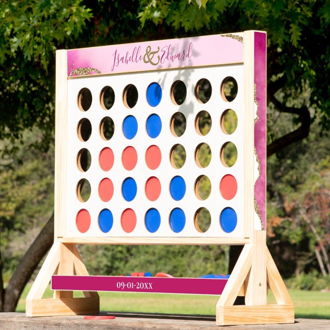 Elegant Pink & Gold Agate Stone Custom Names Game Fast Four (Creator Uploaded)