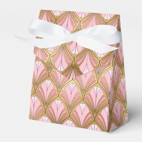 Elegant Pink Gold Art Deco Vintage Pattern Favor Boxes