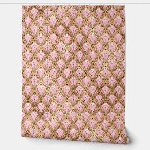 Elegant Pink Gold Art Deco Vintage Pattern Wallpaper