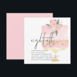 Elegant Pink Gold Birthday Cake 80th Party Invitation<br><div class="desc">Elegant Pink Gold Birthday Cake 80th Party on contemporary square. The header Eightieth is in an elegant set handwritten style with the details beneath aligned to the left, and partially overlaid onto a pastel pink and gold glam birthday cake to the right. Easily personalise the rest of the text with...</div>