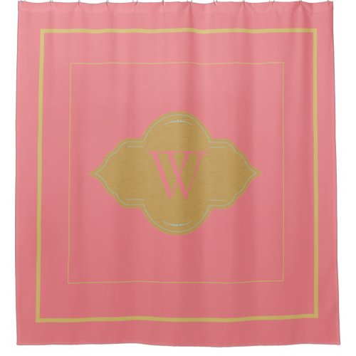 Elegant pink gold Border Monogram Letter  Sho Shower Curtain