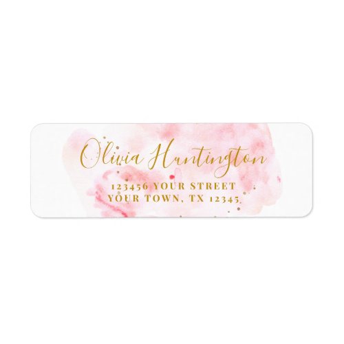 Elegant Pink  Gold Bridal Shower Return Address  Label