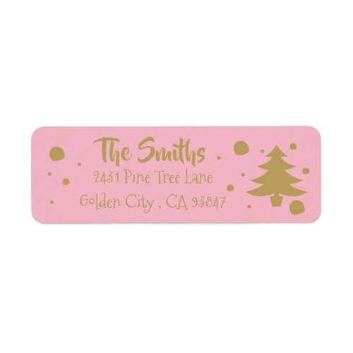 Elegant pink  gold Christmas tree labels