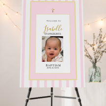 Elegant Pink Gold Double Frame Baptism Welcome