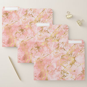 Elegant Pink Gold Faux Foil Marble Pattern File Folder
