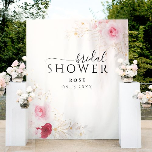 Elegant Pink Gold Floral Bridal Shower Backdrop