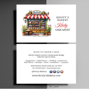 Elegant Pink Gold Floral Cake Bakery Business Card